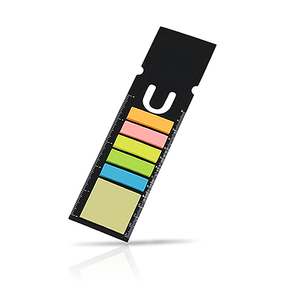 GIH1019 Bookmark with Sticky Notes & Ruler II 1 Giftsdepot Bookmark with Sticky Notes Ruler II view main black