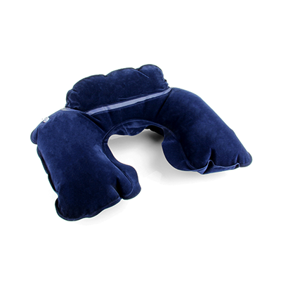Giftsdepot - Foldable Travel Pillow, Velvet + PVC, Navy Blue Color, Open Malaysia
