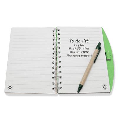 GIH1042 Eco Notebook with Recycled Paper Pen 3 Eco Notebook with Recycled Paper Pen green