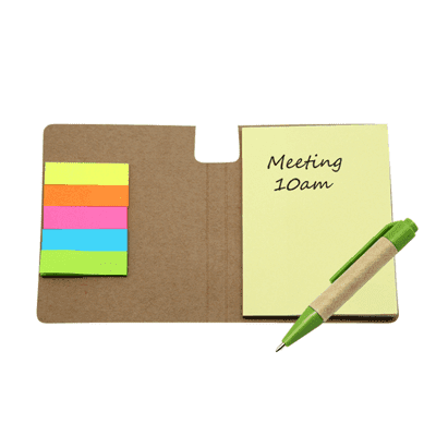 GIH1043 Eco Sticky Notepad with Recycled Paper Pen 4 Eco Sticky Notepad with Recycled Paper Pen