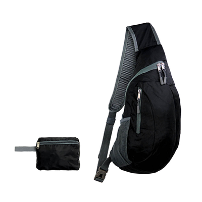 GIH1141 Foldable Sling Bag 1 Giftsdepot Foldable Sling Bag view black colour