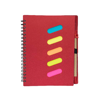 GMG1055 Ring Eco Notepad with Pen 1 Giftsdepot Ring Eco Notepad with Pen view red