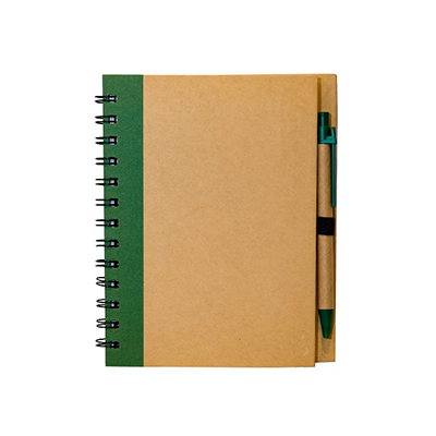GMG1054 Root Eco Notepad with Pen 4 Giftsdepot Root Eco Notepad with Pen view green