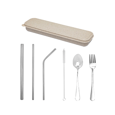 GMG1047 Stainless Steel Cutlery and Straw Set 2 Giftsdepot Stainless Steel Cutlery and Straw Set view all