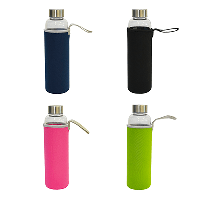 GMG1057 Travel Glass Bottle with Neoprene Pouch (800ml) 2 Giftsdepot Travel Glass Bottle with Neoprene Pouch 800ml view all colour
