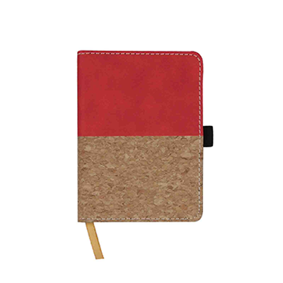 Giftsdepot - Sepia Pocket Notebook 2021, Pocket size, PU & Cork, Red Color, Malaysia