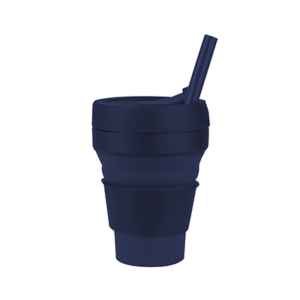 Giftsdepot - Collapsible Cup, Food Grade Silicone + PP, Navy Blue Color, Unfold, Malaysia
