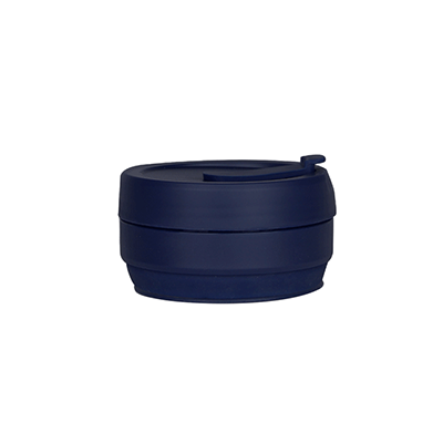 Giftsdepot - Collapsible Cup, Food Grade Silicone + PP, Navy Blue Color, Folded, Malaysia