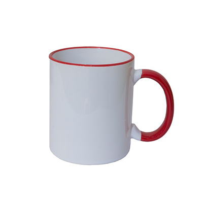 Giftsdepot - Colored Coated Ceramic Mug I, White-Red Color, Malaysia