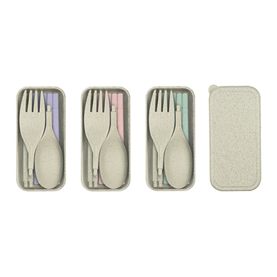 Giftsdepot - Foldable Eco Cutlery Set, wheat straw + PP, All Colors, Malaysia