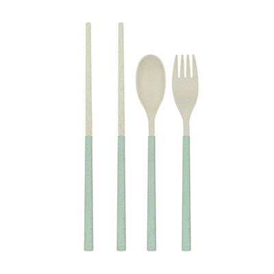 Giftsdepot - Foldable Eco Cutlery Set, wheat straw + PP, Chopstick, Spoon, Folk, Malaysia