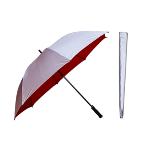Giftsdepot - Silver Lining Golf Umbrella, 30 Inch, Red Color, With Pouch, Malaysia