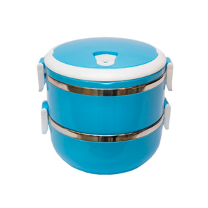 Giftsdepot - Lunch Box, Blue Color, Two-Tier, Stainless Steel, Malaysia