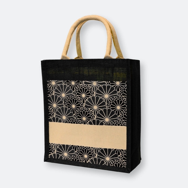 GMG1049_jute_bag_(islamic)_Black GMG5075 Laminated Jute Bag 8 (pattern)