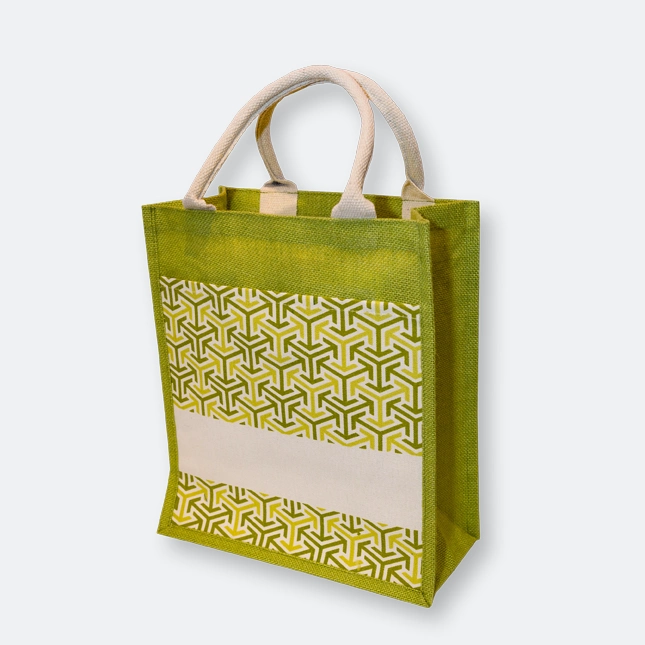GMG1050_jute_bag_(islamic)_Lime Green GMG5076 Laminated Jute Bag 9 (pattern)