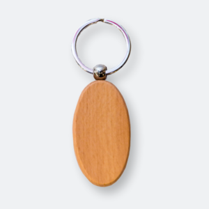 kenny wooden keychain with oval shape in natural wood finish