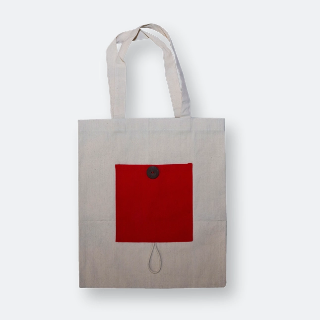 GMG1173_foldable_Canvas_bag_(10oz)_Red foldable canvas bag with inner pocket and long handle