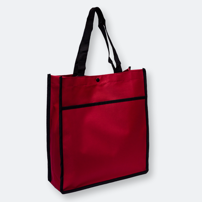 Nylon Tote Bag with Front Pocket