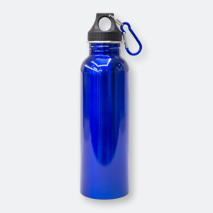 watts stainless steel sport bottle with carabiner clip in royal blue