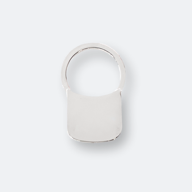 yovo metal keychain with rounded silver minimalist design