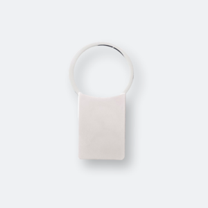 tura metal keychain with minimalist rectangular silver design