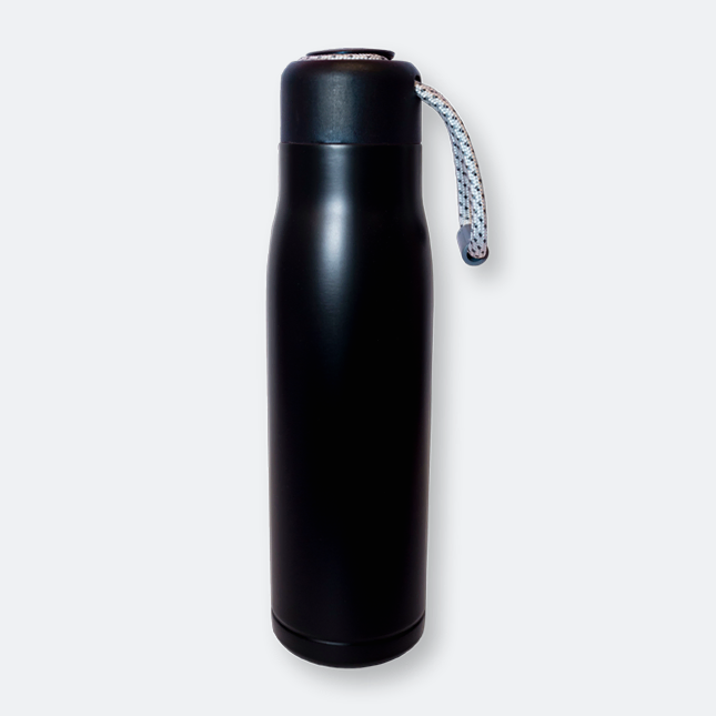truffo stainless steel bottle with rope cap in matte black