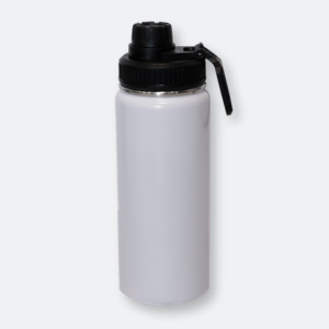 GMG2040_Frooshy_Stainless_Steel_Bottle_White frooshy stainless steel bottle with black cap and roller print design