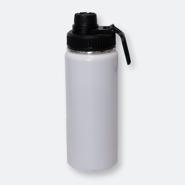 GMG2040_Frooshy_Stainless_Steel_Bottle_White frooshy stainless steel bottle with black cap and roller print design