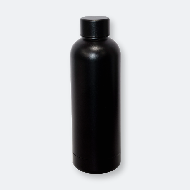 gufflo stainless steel bottle with screw lid in black finish