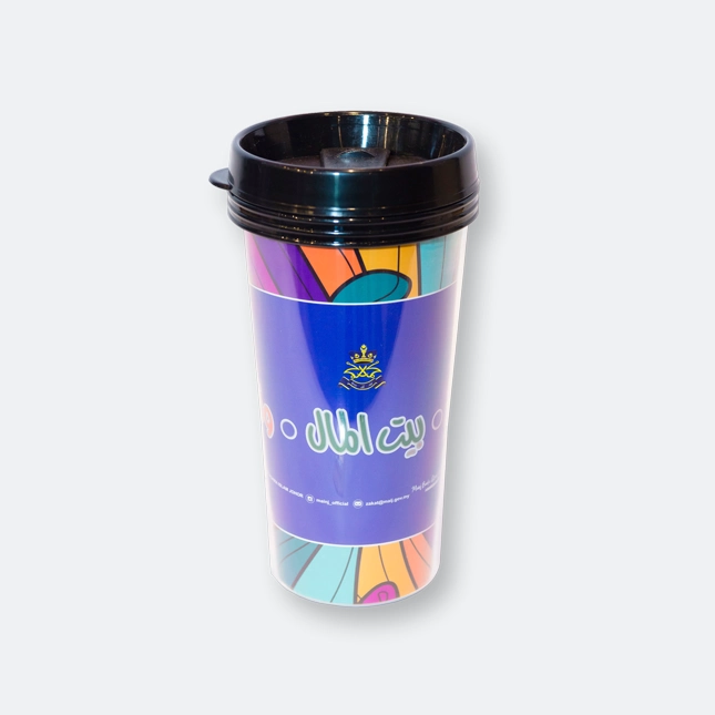 flizzo pp tumbler with colourful pattern and black lid