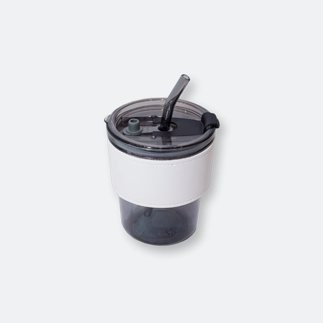 GMG2072_Bloopix_Glass_Mug_WHITE bloopix glass mug with straw lid and 400ml capacity for modern use