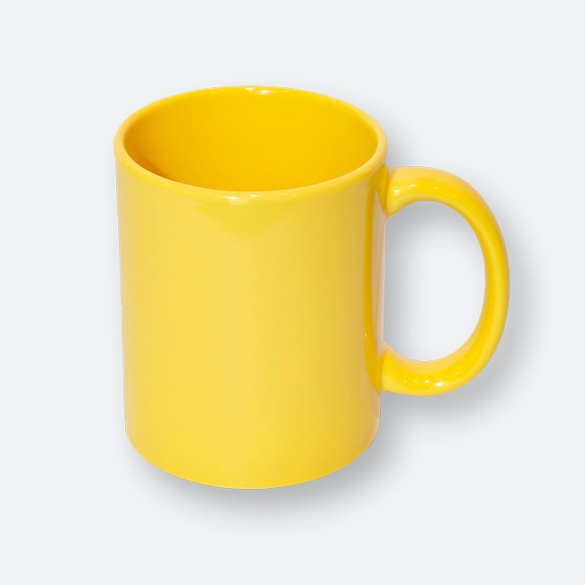 CR0804_Yellow juzzle ceramic mug in bold colours with 400ml capacity