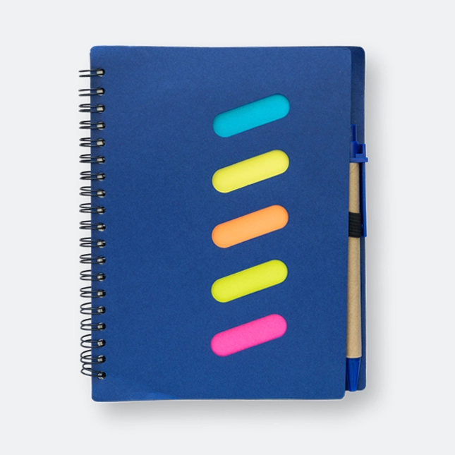 GMG1055_Ring_Eco_Notepad_with_Pen_Blue GMG3228 Ring Eco Notepad with Pen (sticky)