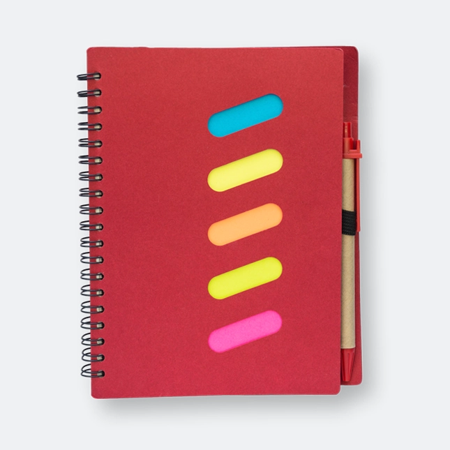 GMG1055_Ring_Eco_Notepad_with_Pen_Red GMG3228 Ring Eco Notepad with Pen (sticky)