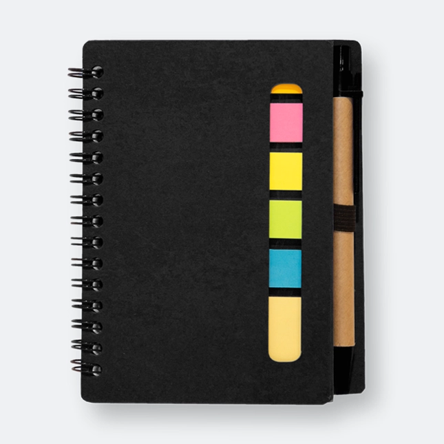 GMG1327_Viro_Eco_Notepad_with_Pen_Black GMG3210 Viro Eco Notepad with Pen (sticky)