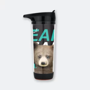 artiart seagull double wall suction bottle with secure black lid and printed body