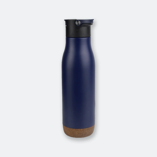 trekker stainless steel drink bottle with cork base and powder coated body