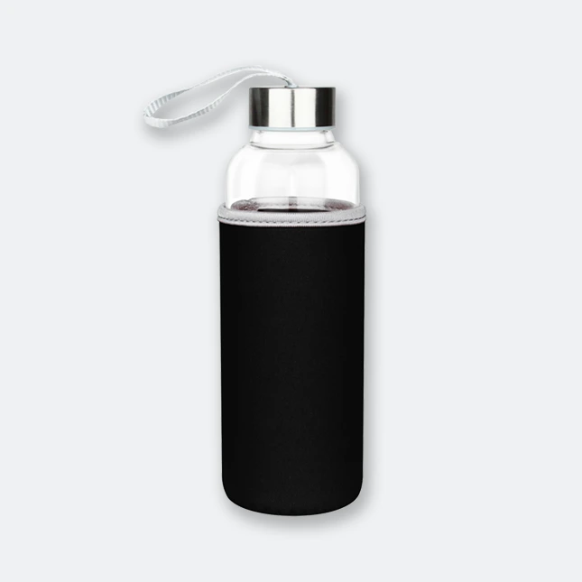 likeme glass bottle with neoprene pouch and 500ml capacity