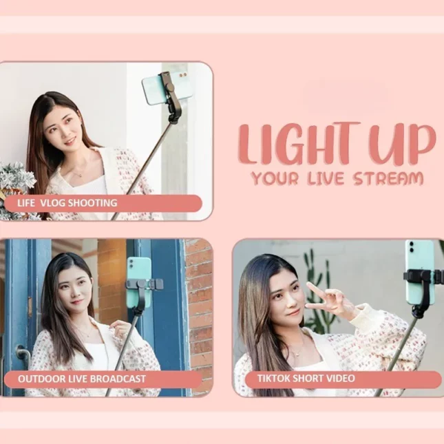 GTT4100_Gimbo_Mobile_Stand_12 Gtt4100 gimbo bluetooth selfie stick tripod with fill light