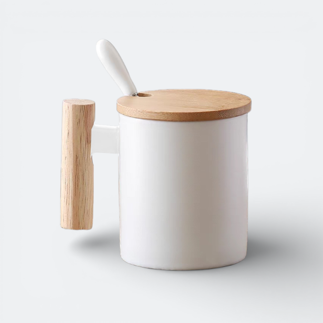 GMG2150_TimberLid_Mug_with_Spoon_White GMG2150 Timber Lid Mug with Spoon (400ml)
