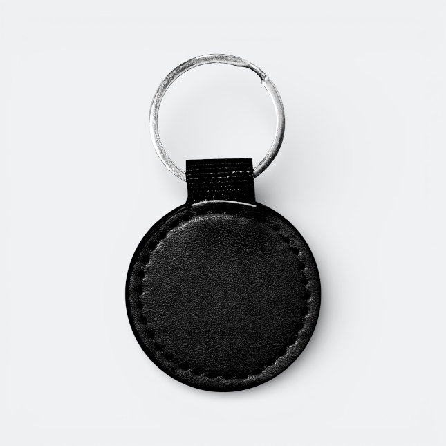 GMG3021_Wink_PU_Keychain_(Round)_Black GMG3021 Wink PU Keychain (Round)