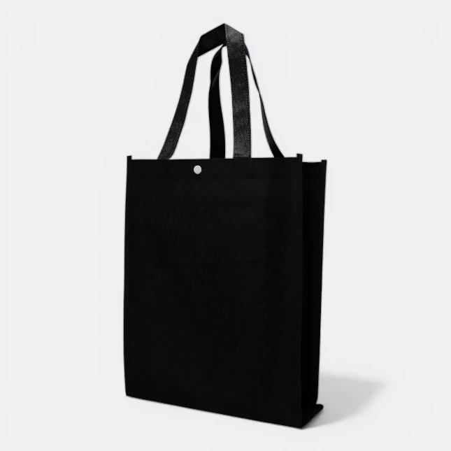 GMG5008_Non_Woven_Bag_A4_Stiches_With_Button_Black GMG5008 Non Woven Bag A4 (w/button)