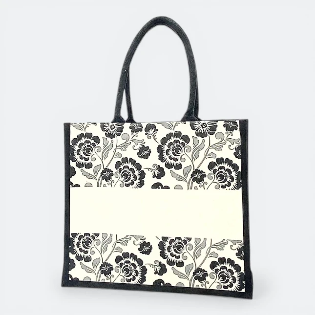 GMG5051_Laminated_Canvas Bag_1_islamic_Black GMG5051 Laminated Canvas Bag 1 (flower)