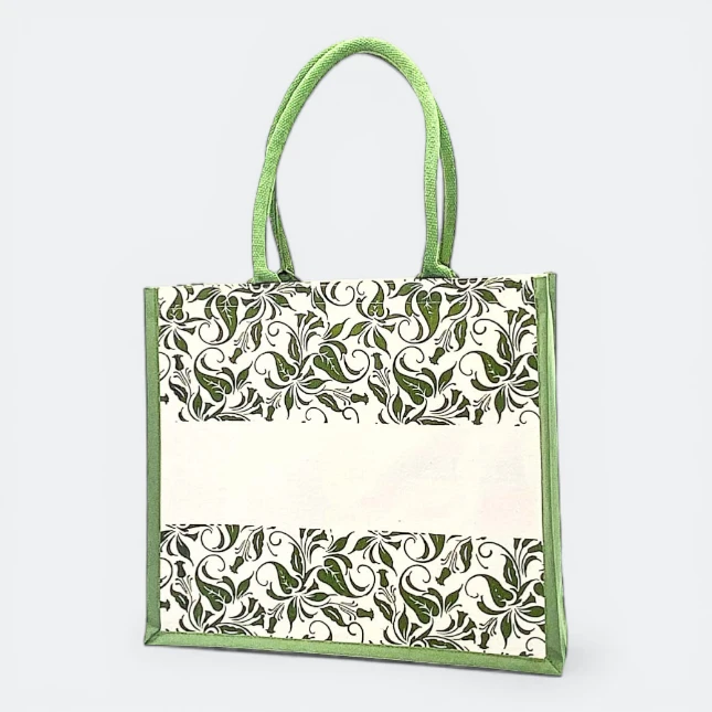 GMG5052_Laminated_Canvas_Bag_2_islamic_Green GMG5052 Laminated Canvas Bag 2 (flower)