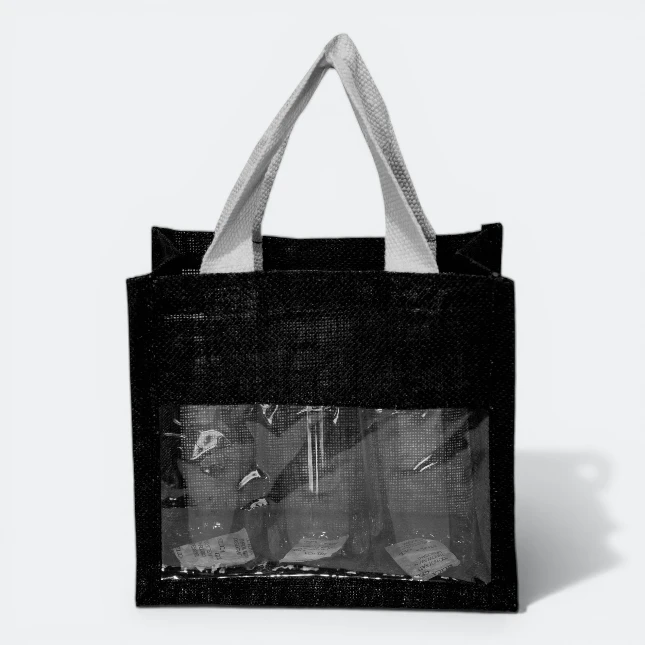 GMG5079_Laminated_Jute_bag_3_bottles_Black GMG5079 Laminated Jute bag (3 bottles)