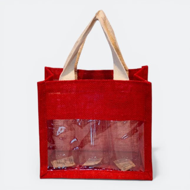 GMG5079_Laminated_Jute_bag_3_bottles_Red GMG5079 Laminated Jute bag (3 bottles)