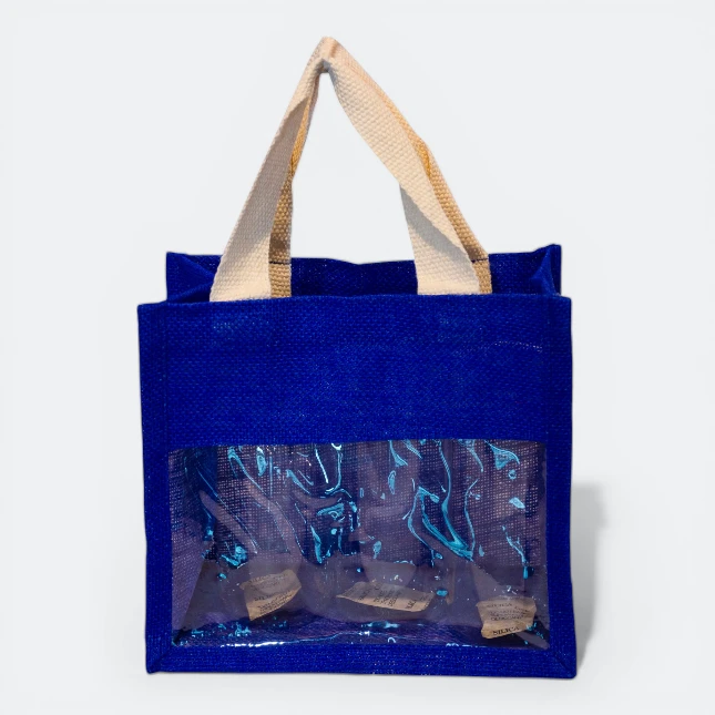 GMG5079_Laminated_Jute_bag_3_bottles_Royal_Blue GMG5079 Laminated Jute bag (3 bottles)
