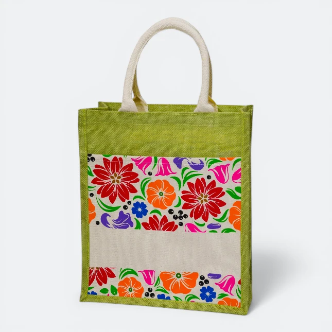 GMG5081_Laminated_Jute_bag_1_pattern_Green GMG5081 Laminated Jute bag 1 (pattern)