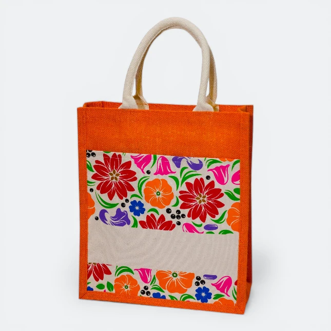 GMG5081_Laminated_Jute_bag_1_pattern_Orange GMG5081 Laminated Jute bag 1 (pattern)
