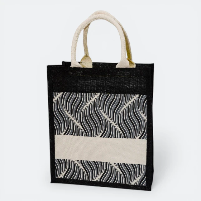 GMG5083_Laminated_Jute_bag_3_pattern_Black GMG5083 Laminated Jute bag 3 (pattern)